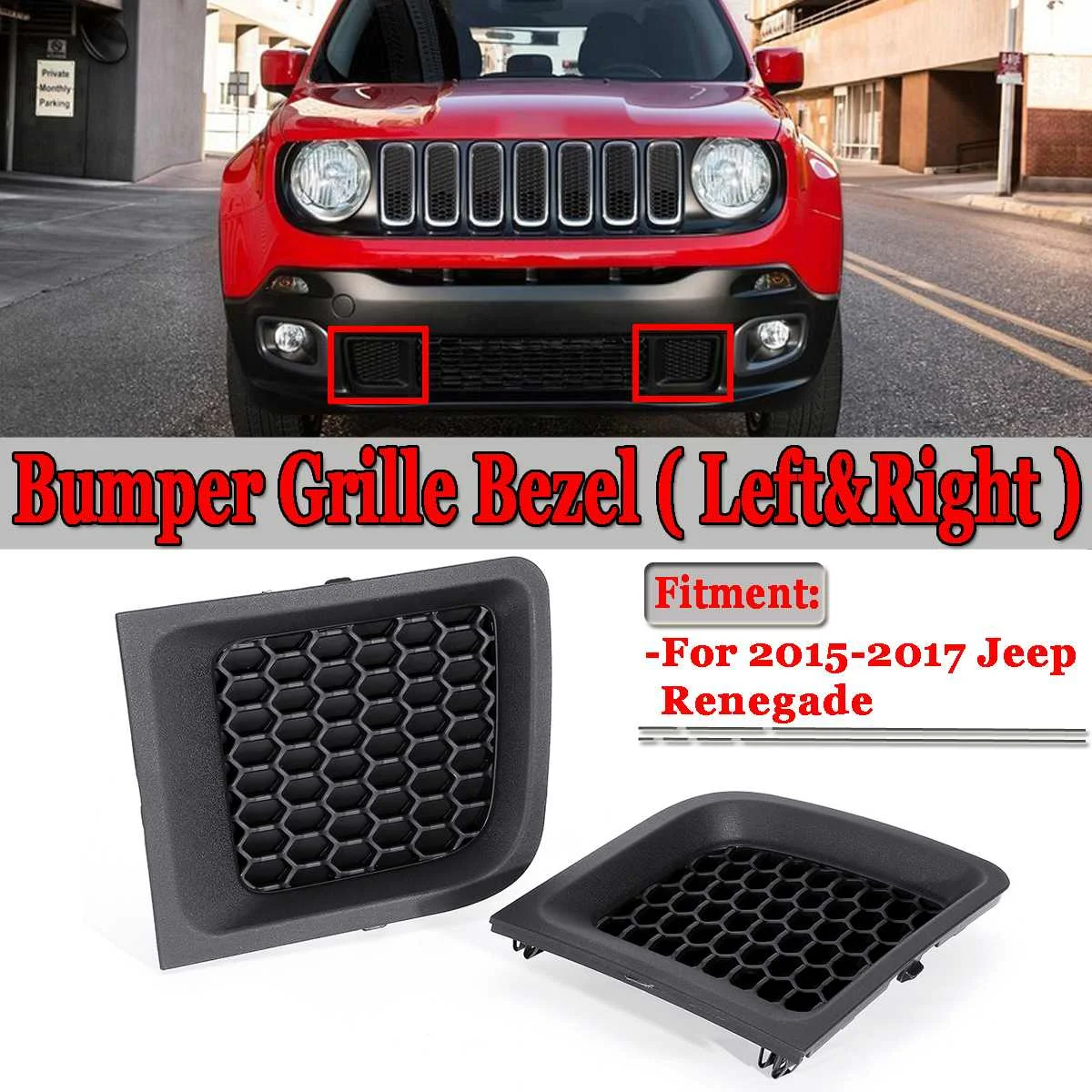 

New Left & Right Car Auto Front Lower Bumper Racing Grille Grills Bezel For Jeep Renegade 2015-2017 Racing Grills 735618580R