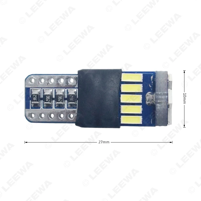 LEEWA 50 шт. DC12V ~ 16 в 6000 6500K белый 15SMD 4014 T10 клиновидный объектив СВЕТОДИОДНЫЙ