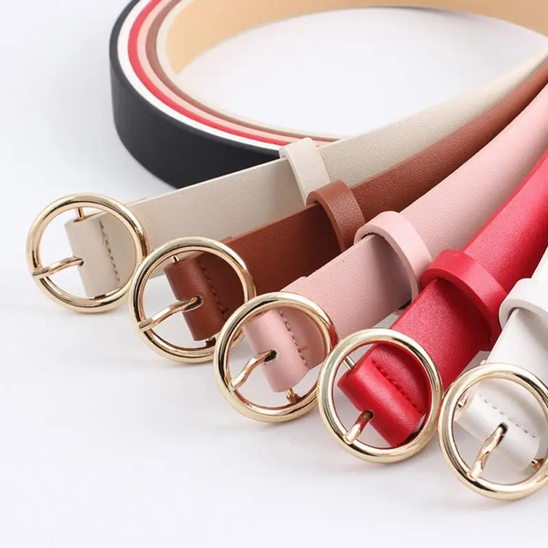 

Imitation Leather Belts Women Fashion Belt Round Buckle Simple Style Metal Pin Casual Waistband All Match 95 100 105 cm Belts