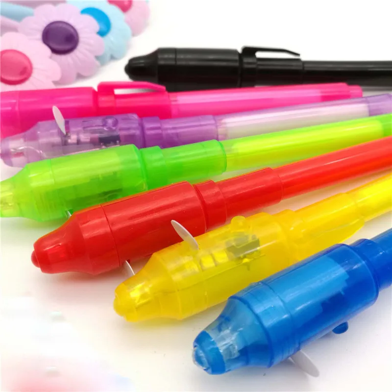 2 в 1, светящийся светильник-ручка, волшебный УФ-светильник, с большой головкой, для рисования, невидимые чернила, светодиодный, ручка для обучения, Обучающие игрушки, детская забавная ручка