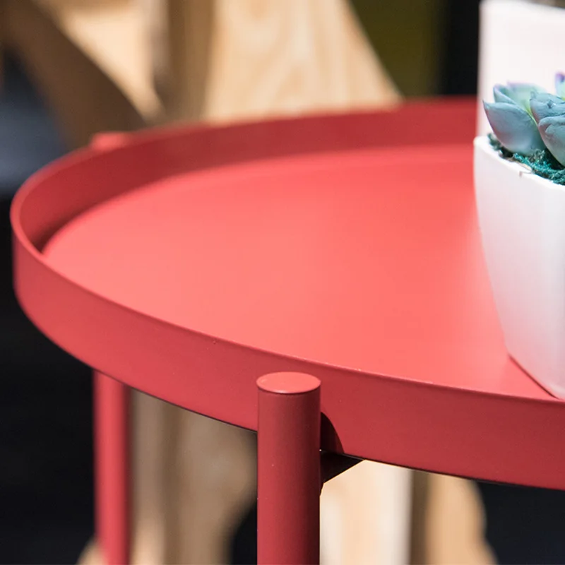 Nordic wrought iron tray small table Simple sofa edge wrought iron tray coffee table coffee folding small round table Nordic wrought iron tray small table Simple sofa edge wrought iron tray coffee table coffee folding small round table