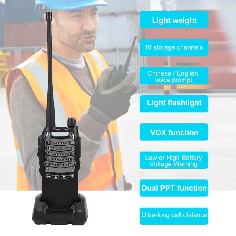 

128CH UV-8D Portable Walkie Talkie UHF Dual PTT Two way Radio 8W DTMF FM Transceiver US Plug 100-240V