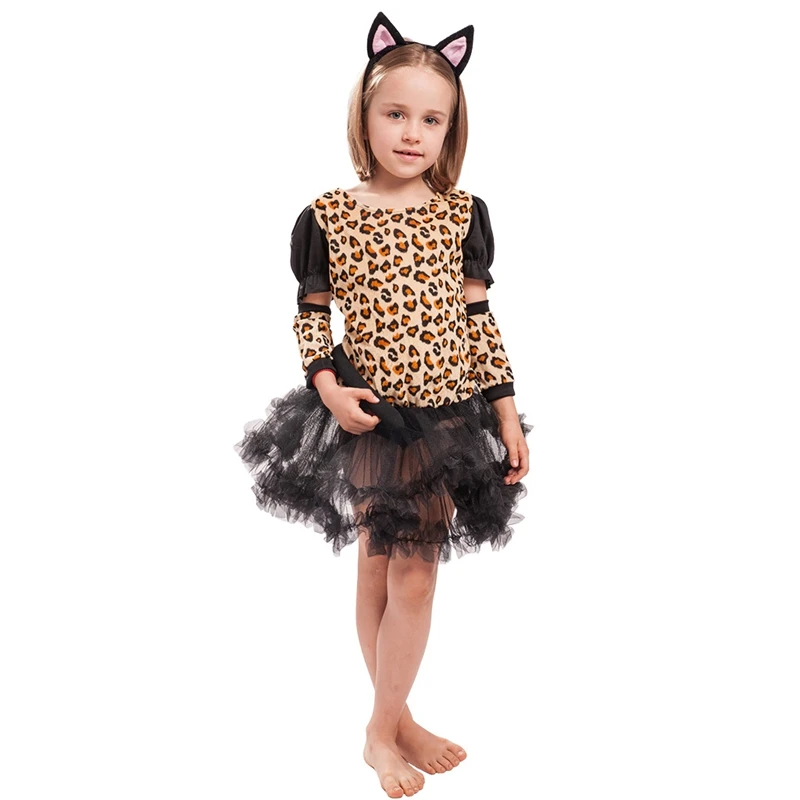 Костюм леопардового кота для девочек; костюм на Хэллоуин; Детский костюм