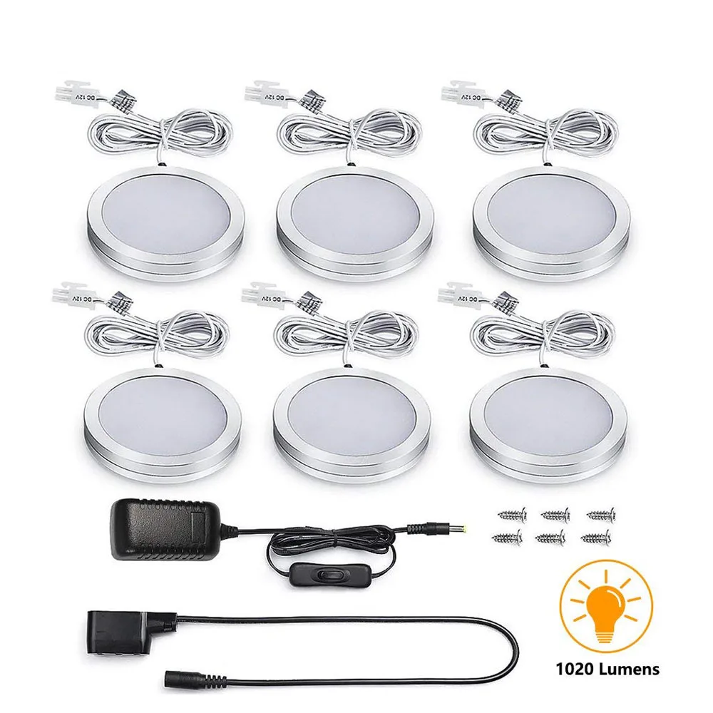 Goede BIFI EU Plug Set van 6 LED Onder Kast Licht, 3000 k Warm Wit, DC 12 v, LED Kast Verlichting, Onder Teller Verlichting, Kast Lig
