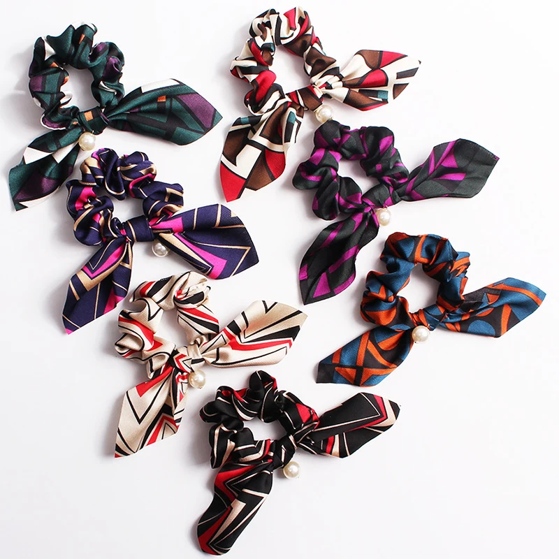 

fashion bow hair rope girls elastic ponytail hair ties Scrunchie Rabbit Ears Bohemian Hairband floral barrettes hair accessories