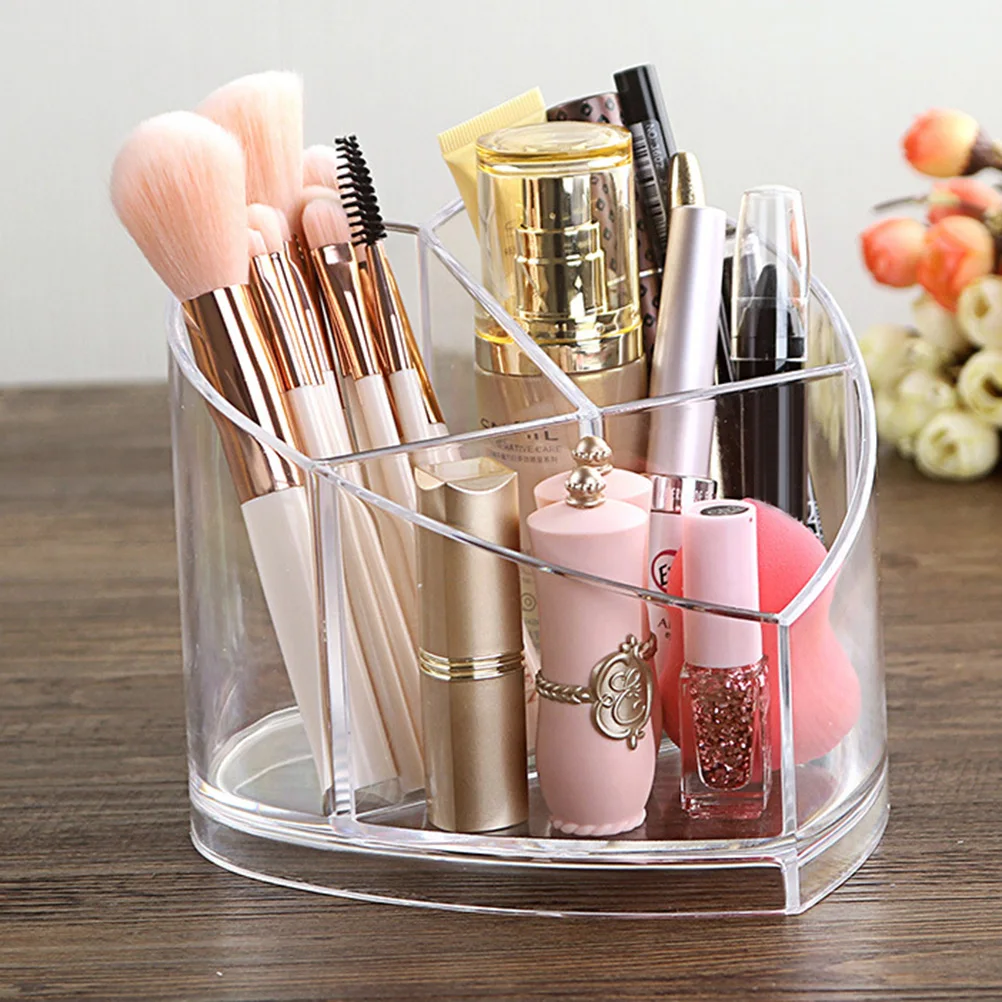 1pc Heart Shape Transparent Makeup Storage Container Holder