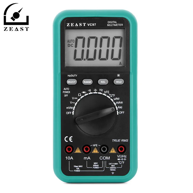 

ZEAST VC97 Digital Multimeter 3 3/4 Voltmeter AC/DC Capacitor Frequency Tester Meter LCD Probe Electric Leads Instruments
