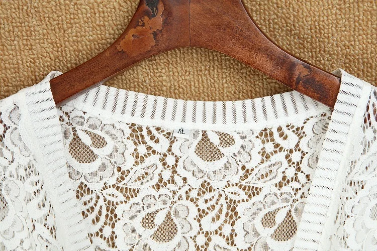 2019 New Fashion Summer Women Hollow Out Lace Blouses Sexy Long Sleeve Cardigan Top Sun Protection Shirt Plus Size 5XL