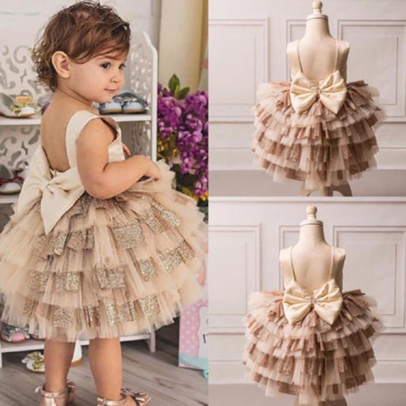 CANIS 2018 Sweet Toddler Baby Girl Party Tutu Dress Sequin Bling Wedding Birthday Princess