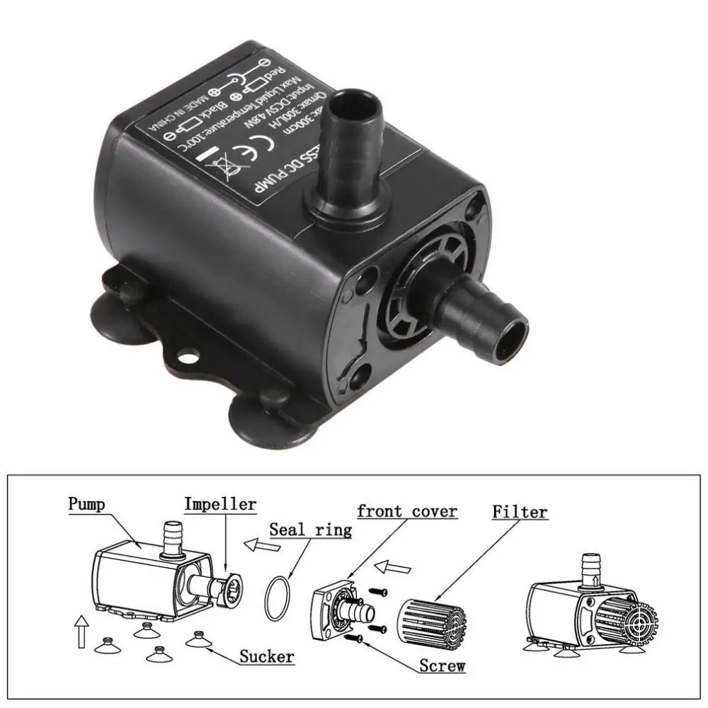 USB DC 5V 2 4 W Ультра тихий мини Бесщеточный Водяной насос 250л/ч Лифт 200 см погружной