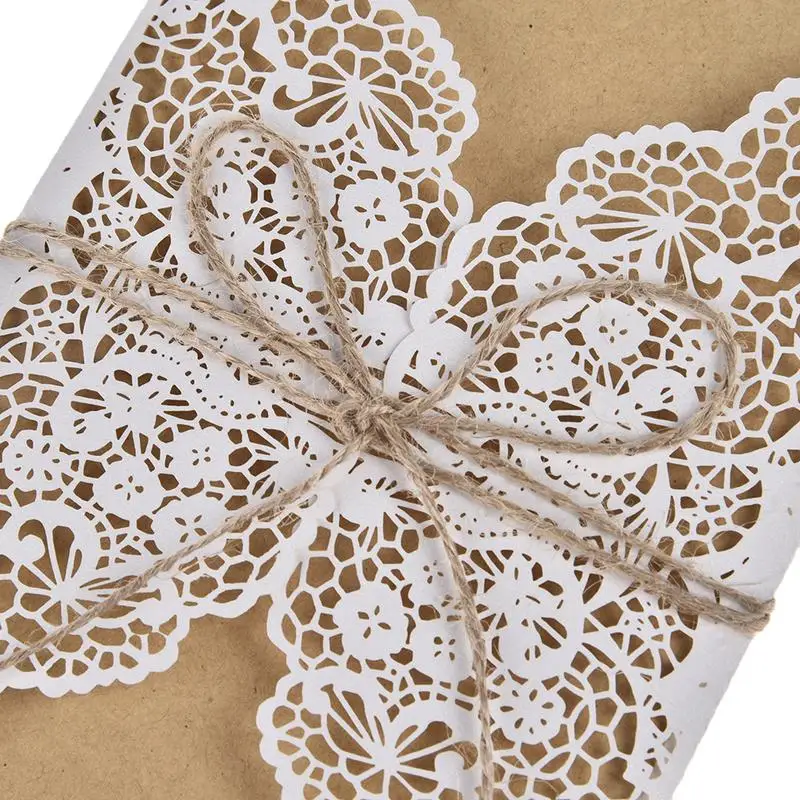  10PCS European Style Elegant Delicate Carved Lace Wedding Party Invitations Cards - 32976180198