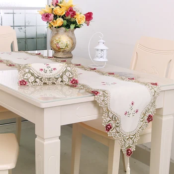 

Embroidery Table Cloth with Tissue Box European Rustic Table Cover Embroidered Tablecloth Christmas Flag Home Party Decorative