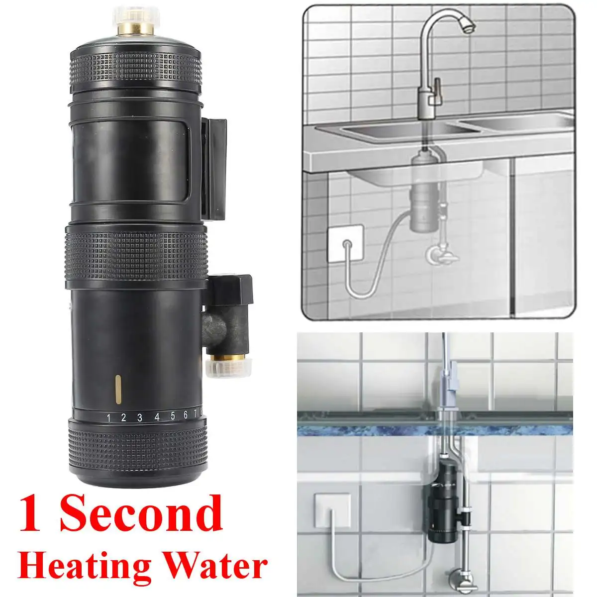 

Mini Instant Heating Electric Hot Water Heater Temperature Adjustable Bathroom Shower Kitchen Tap Water Heater System 3400W