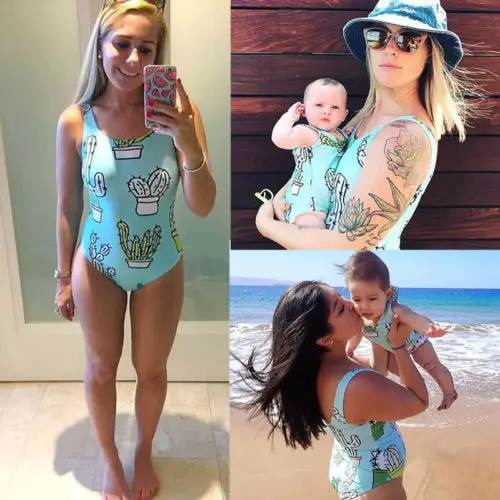 Pudcoco Family Matching Swimwear Mother Daughter Swimsuit Cactus Monokini Bikini huismerk kopen in de aanbieding