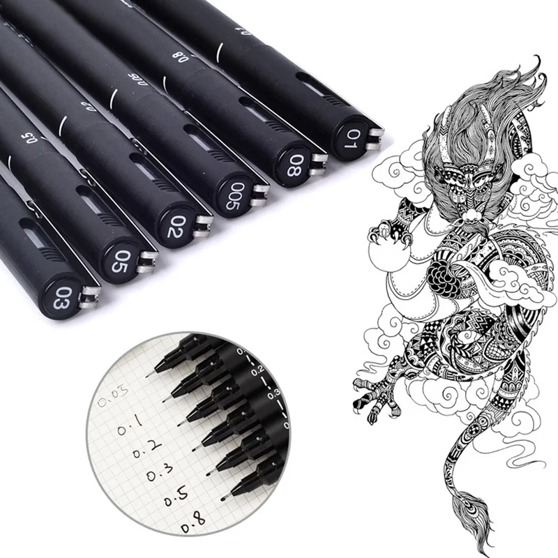 1PC Needle Drawing Pen Waterproof Multiple Size Fineliner Pens For