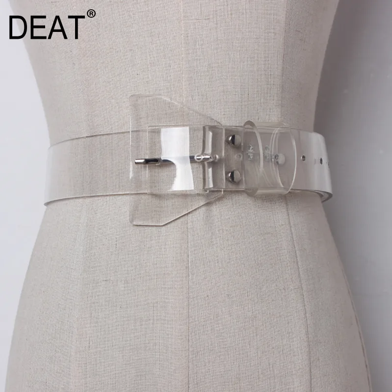 

[DEAT] 2019 New Spring Transparent Plastic Personality Solid Color PVC Material Women Belt Fashion Tide All-match Casual AJ07