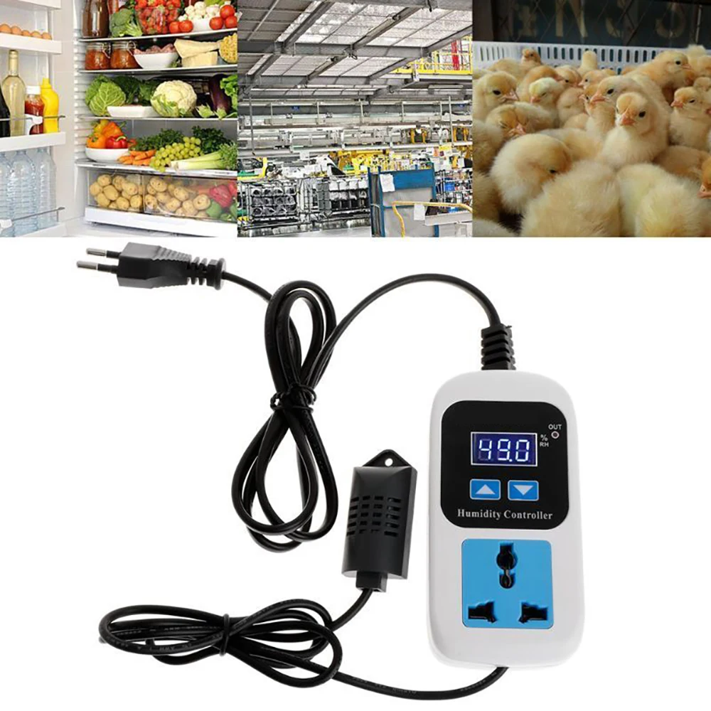 

Pre-wired Digital Dural Stage Humidity Controller, Dehumidification Humidifaction Control for Humidifier and Fan