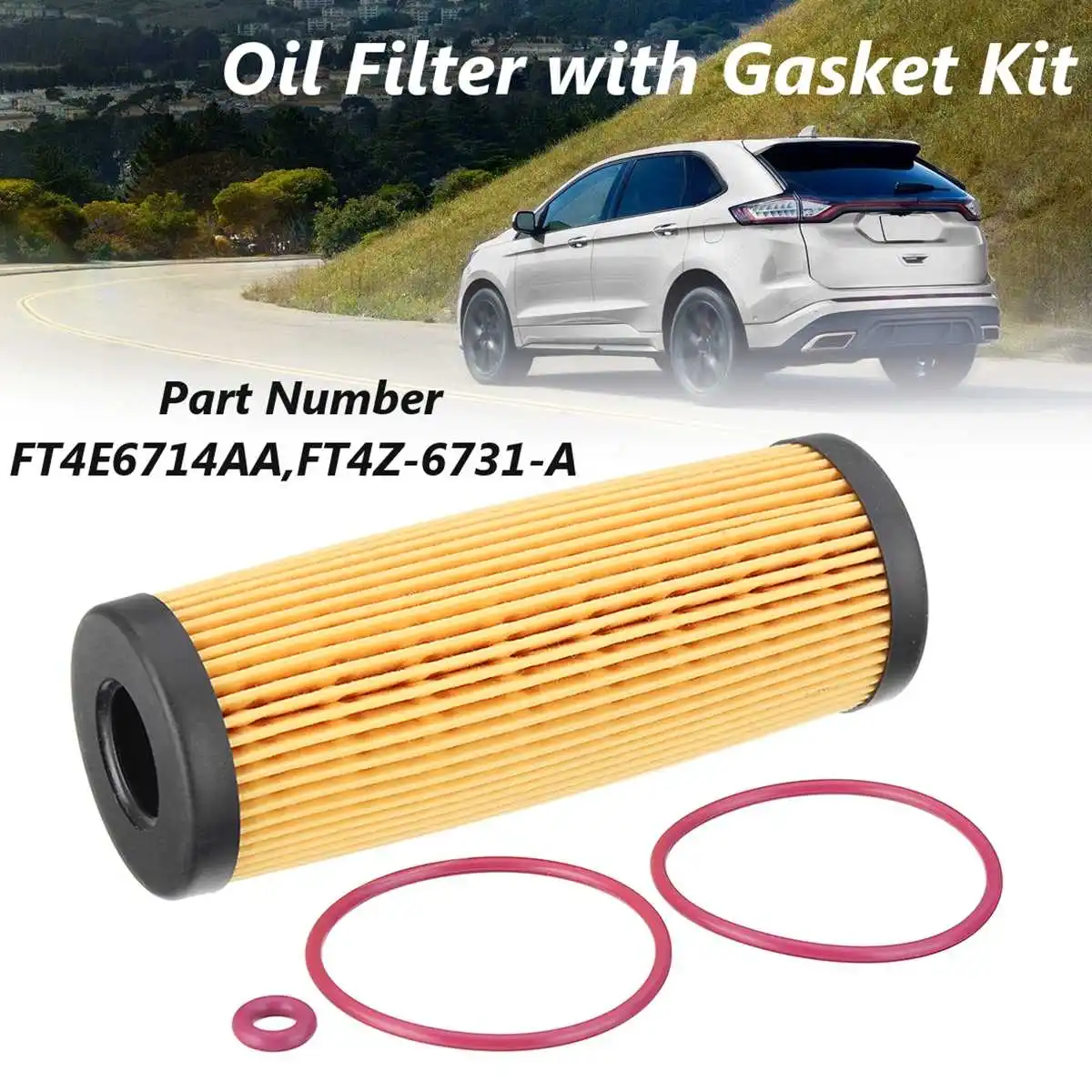 

1Pcs Engine Oil Filter with Gasket Kit For Ford Fusion Edge Lincoln Continental MKX MKZ FT4E-6714-AA FL2062