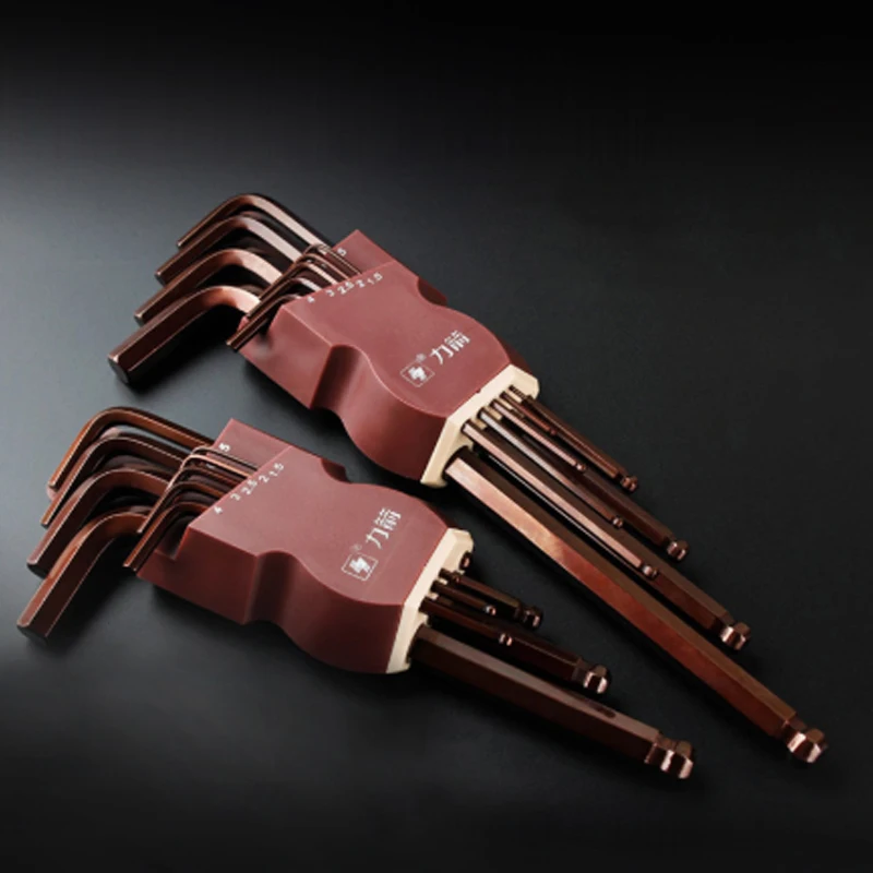 

9pcs S2 Alloy Hex Wrenches Hexagon Allen Key Wrench Tools set Matte Chrome Ball End Spanner Set Screwdriver Set Tool Kit
