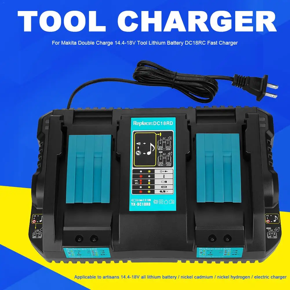 

Smart Fast Charger - For Makita Double Charge 14.4-18V Tool Lithium Battery DC18RD Fast Charger