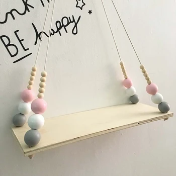 

Home Wall Hanging Wooden Ornaments Nordic Beads Board Hanging Storage Shelf Kids Room Nursery Home Wall Decor