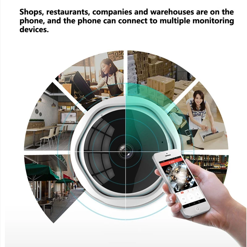  5Mp Xm 360 Degre Panoramic Camera Ip Wireless Network Wifi Fisheye Security Ip Camera Built-In Mic 