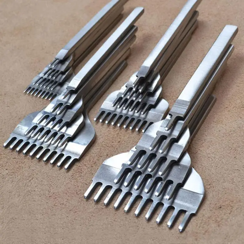 

3/4/5/6mm white steel Hole Prong Leather Craft Tools Stitching Sewing Punches Flat Chisel Prongs leather punching Craft Tools