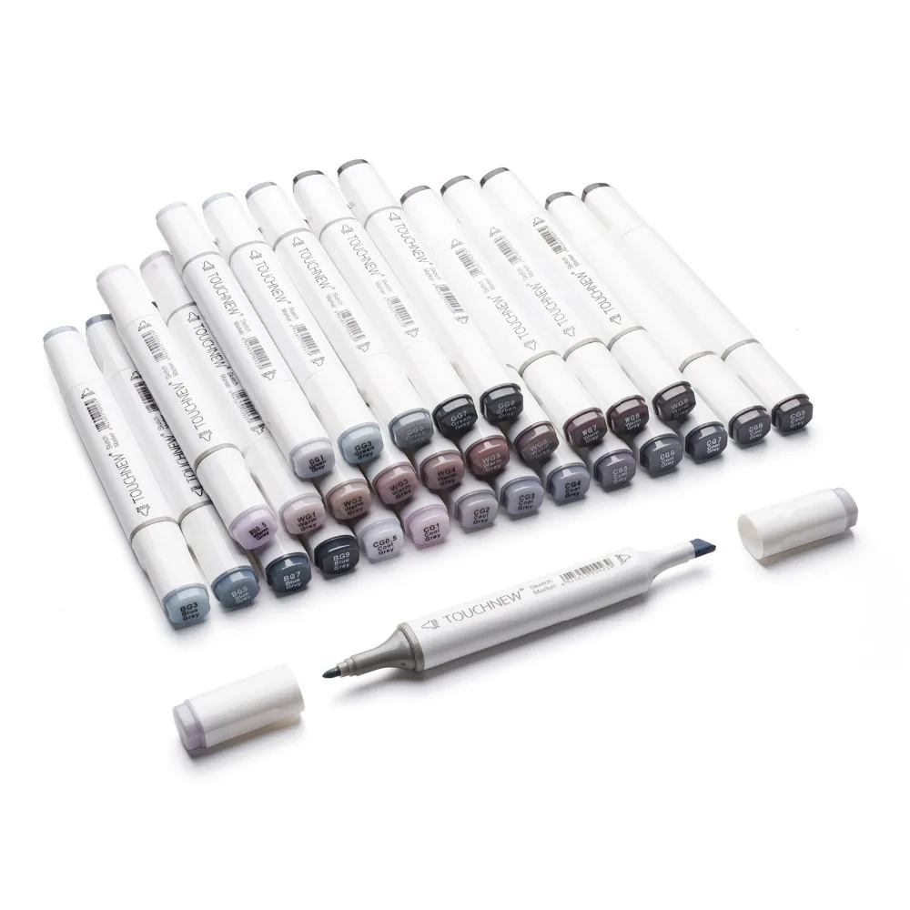 

TOUCHNEW 30 Color Grayscale Marker Pen Grey Dual Head Sketch Alcohol-based Art Markers Painting Set