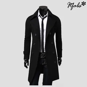 

Jackets 2018 New Brand Mens Winter Warm Wool Coat Double Breasted Long Sleeve Overcoat Long Jacket