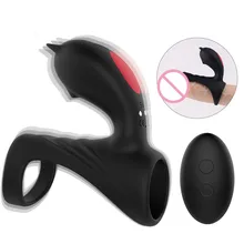 Vibrating Penis Ring Massager Waterproof Dual G-spot Vibrator Cock Ring Set Soft Chastity Silicone Penis Ring For Men Male Dildo