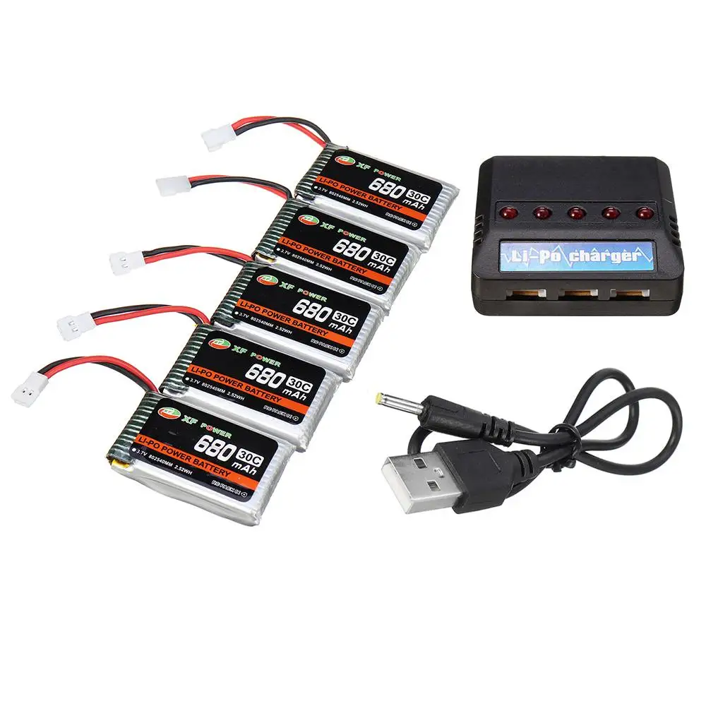 В наличии XF Power 3 7 V 680mAh 30C 1S Lipo батарея PH 2 0 вилка и зарядное устройство для Skyhunter