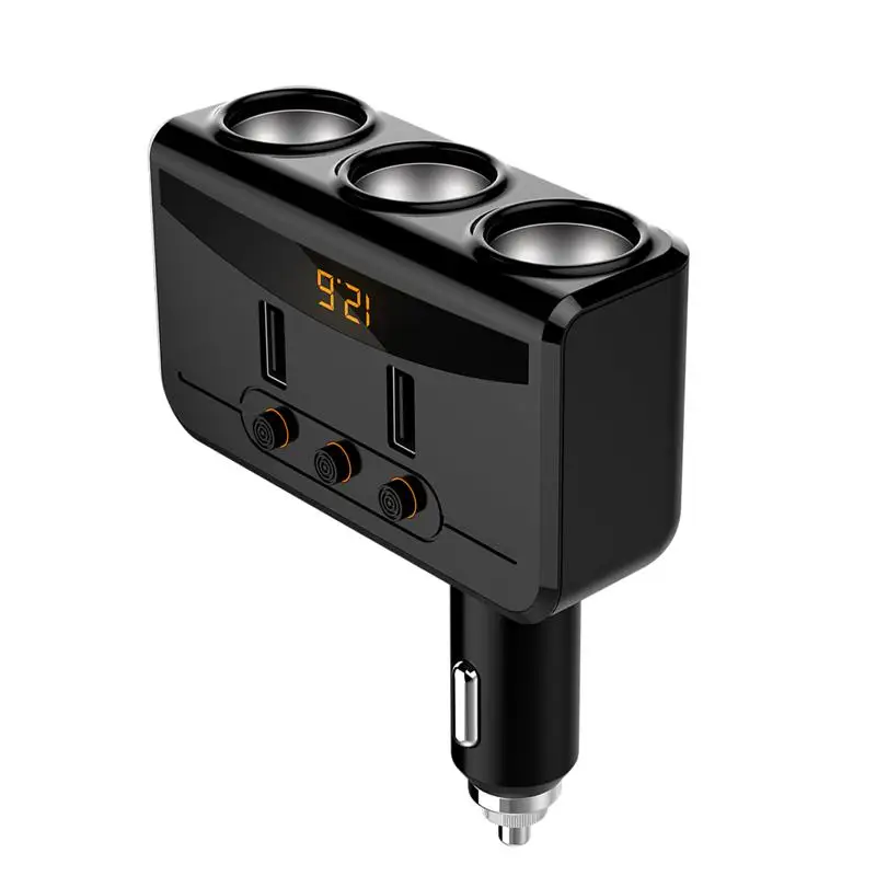 Автомобильное автомобильное зарядное устройство с 3 портами USB двойной адаптер