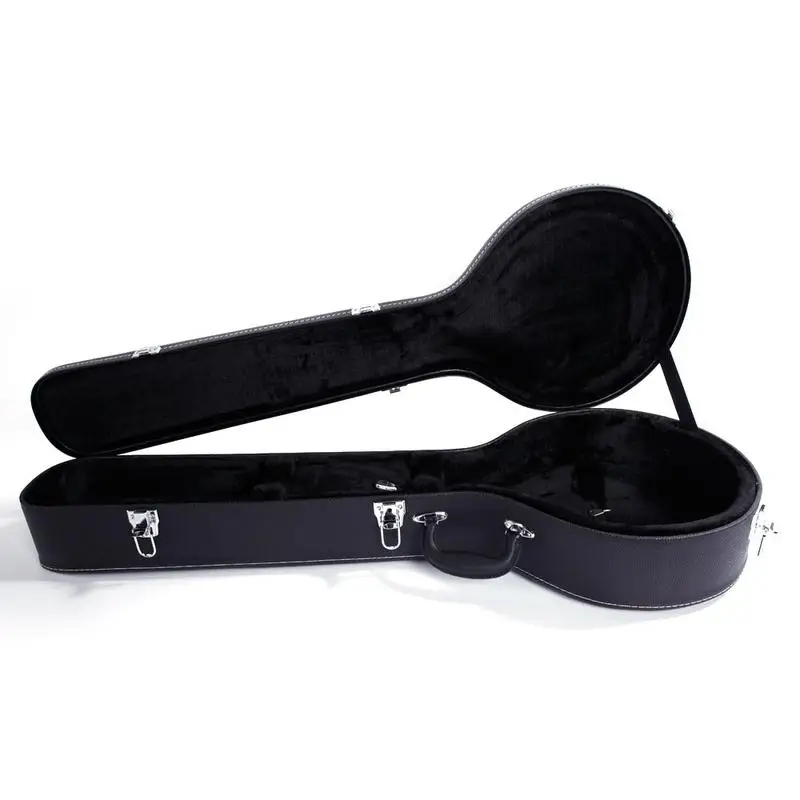 

Black Microgroove Pattern Leather + Wood Banjo Carrying Case 5 Strings Banjo Ukulele Uke Gig Bag Box