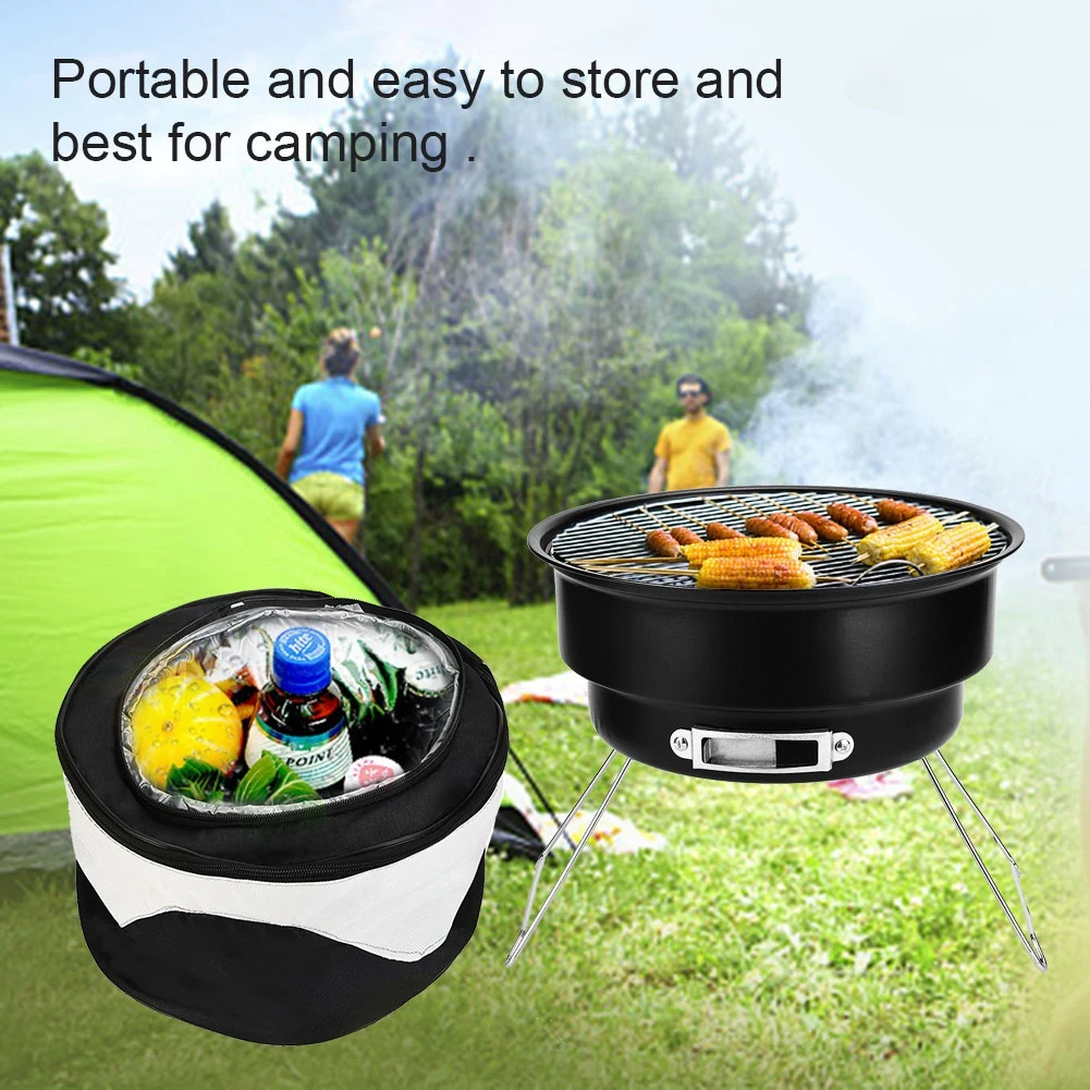 Portable Outdoor Barbecue Mini Foldable Barbecue Oven With Cooler Bag