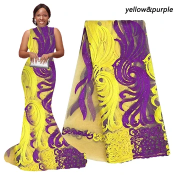 

Purple african lace fabric for aso ebi orange cream yellow french lace fabric with stones white latest tulle lace fabric