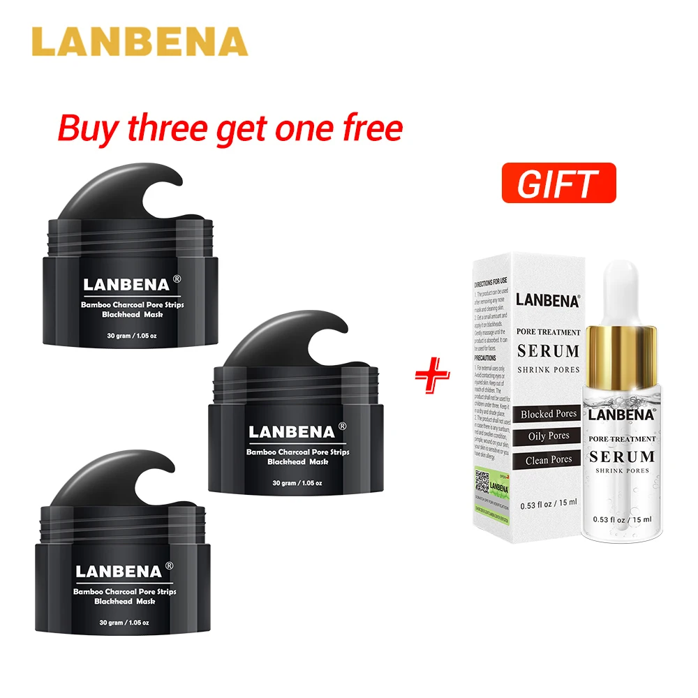 Купить 3 получить 1 подарок LANBENA для удаления угрей нос отшелушивающая маска