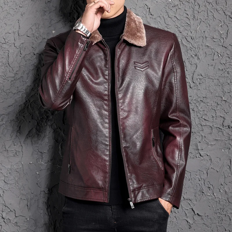 Winter Leather Jacket Men Thick Warm Fur Lining PU Leather Jackets Coat Business Casual Coat Winter Leather Jacket Men Thick Warm Fur Lining PU Leather Jackets Coat Business Casual Coat