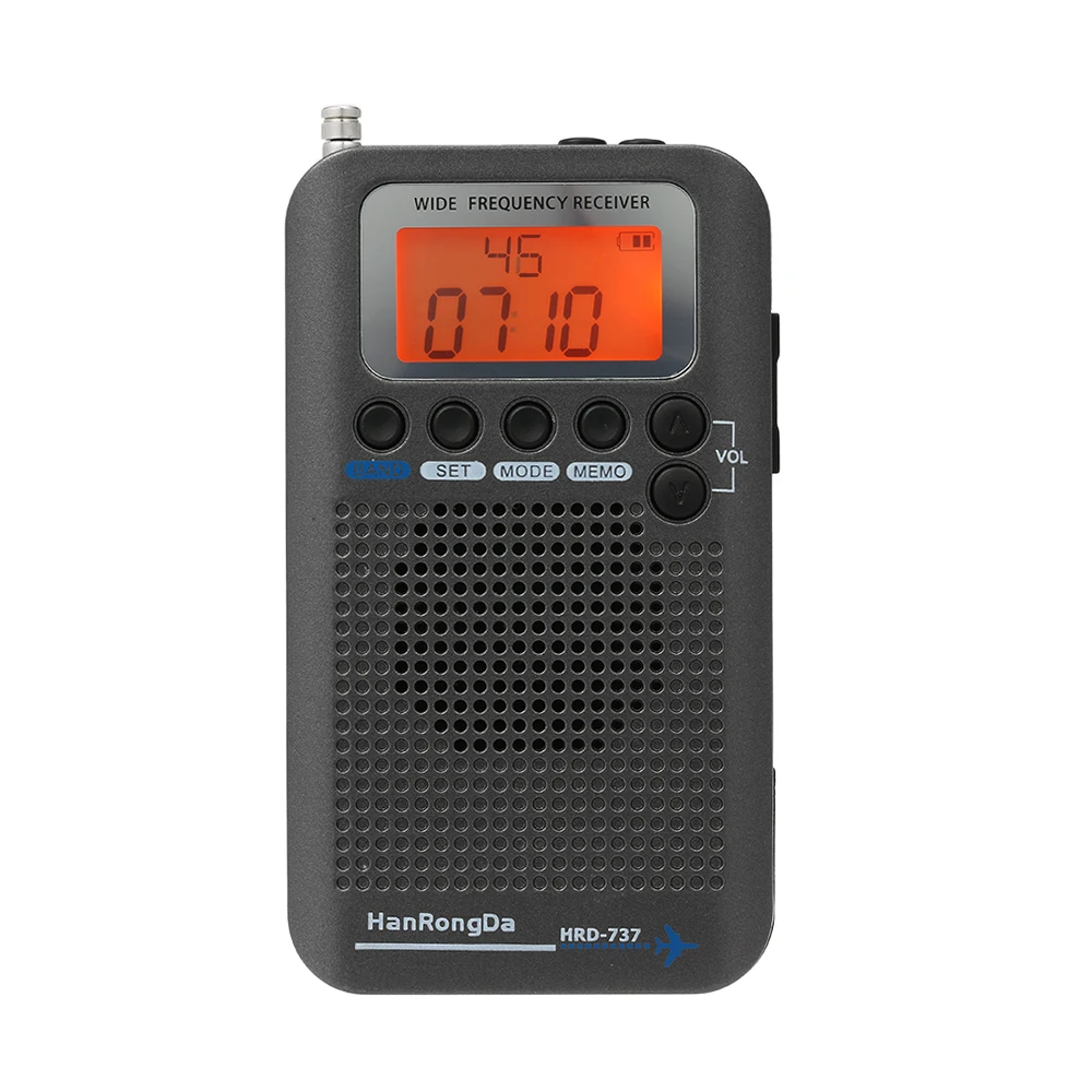

HanRongDa HRD-737 Portable Radio Aircraft Band Receiver FM/AM/SW/ CB/Air/VHF Radio World Band with LCD Display Alarm Clock
