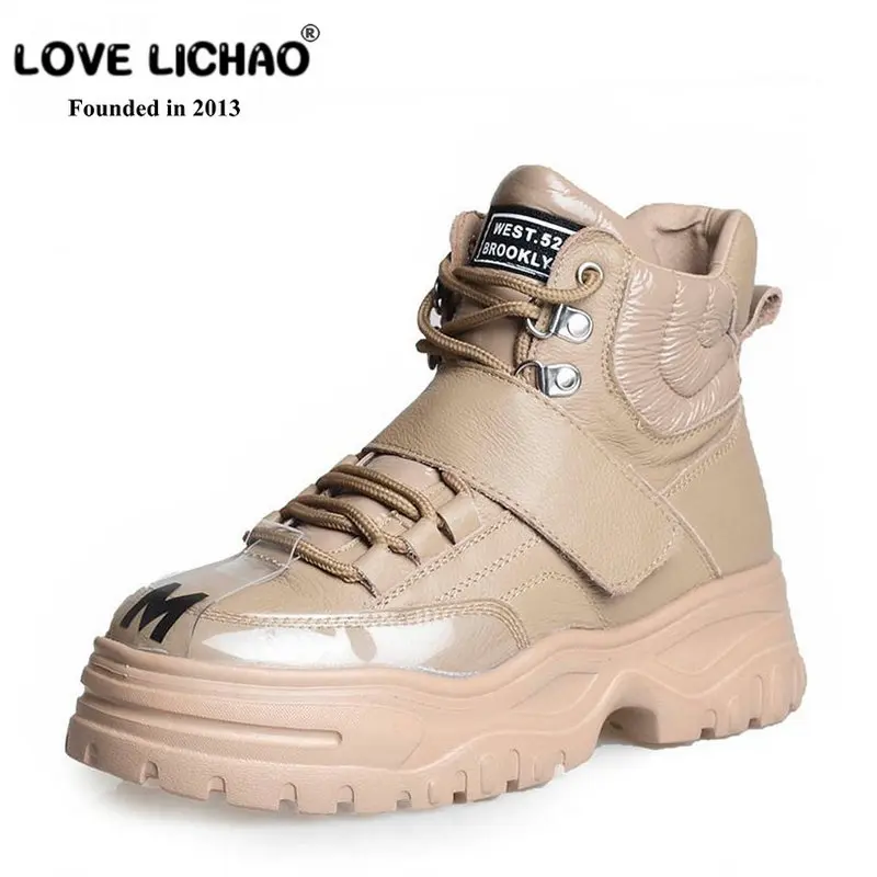 

Women Boots 2018 Winter White Lace-up Ankle Boots Women Shoes Breathable Microfiber Bota Feminina Flat Boots Women Free Shipping