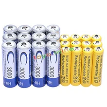 12x AA 3000mAh+ 12x AAA 1800mAh NiMH 1,2 V перезаряжаемая батарея Желтый Синий Фиолетовый RC MP3 часы