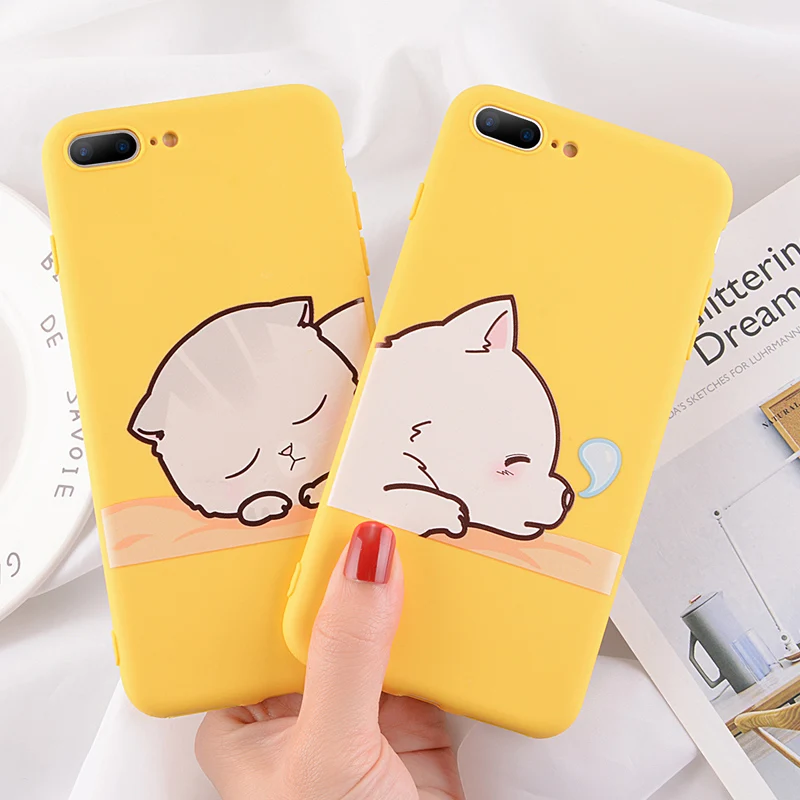 Чехол Moskado для iPhone 6 S 7 8 Plus X XR XS Max чехол с изображением милого кота собаки желтого