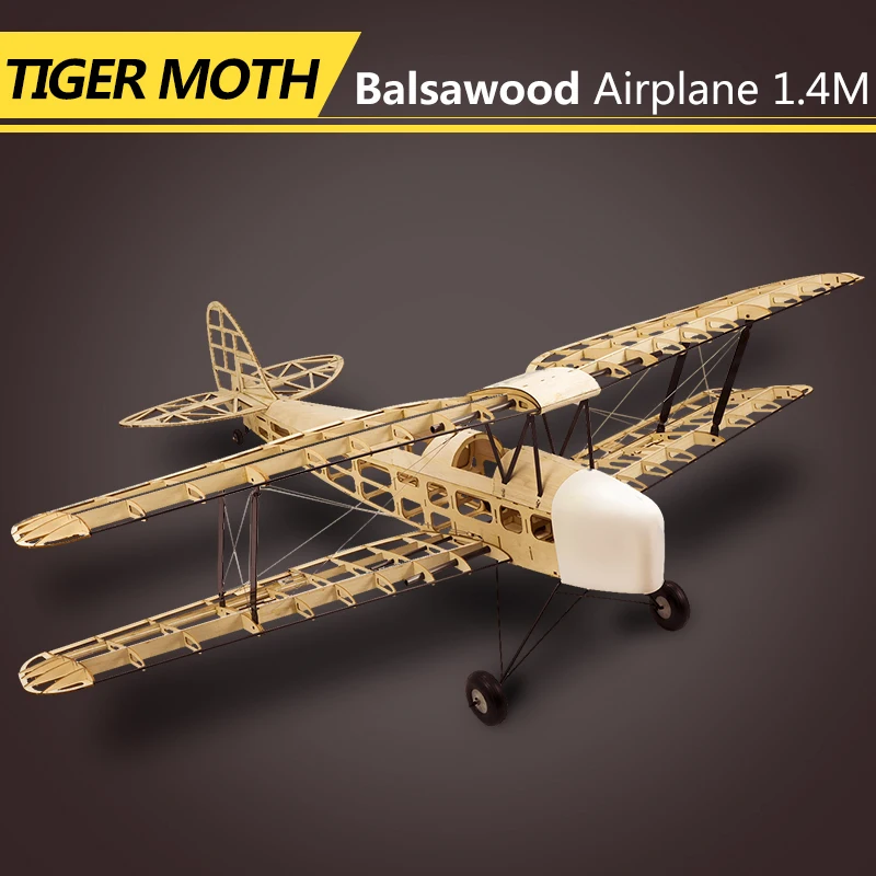 RC Plane Tiger Moth Biplane 1.4M Laser Cut Balsa Wood Model Aircraft