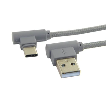 

10pcs/lot USB-C 3.1 Type-C to Left Angled 90 Degree USB 2.0 Data Cable with Sleeve for Tablet & Mobile Phone