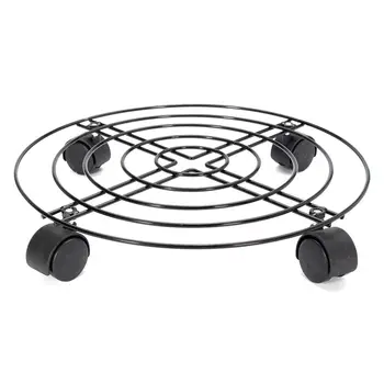 

4 Wheels Metal Round Flower Plant Pot Tray Heavy Planter Flowers Pot Mover Trolley Garden Tools Plate Stand Holder 4 Sizes Black