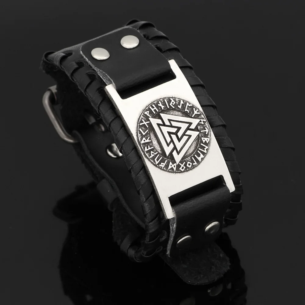 Nodic viking Vegvisir компас кожаный амулет символ Одина браслет регулируемый размер 19 28
