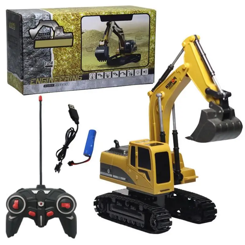 

Alloy Excavator 6 Channel 1:24 RC Excavator Charging RC Car With Battery RC Alloy Excavator RC Engineering Car Tractor