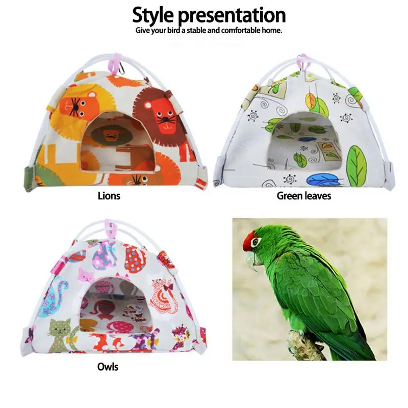 1pc Bird Parrot Cave Tent Plush Hammock Warm Soft Coral Hanging Bed Cave Cage Hut Tent Toy House 3 Types for Small Animals