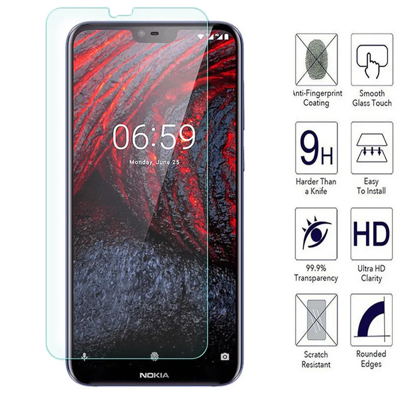 

Screen Tempered Glass for Nokia 7.1 X7 X6 3.1 2.1 5.1 2018 Cellular 9H 2.5D Phone Protective Film for Nokia 8 7 Protector Cover