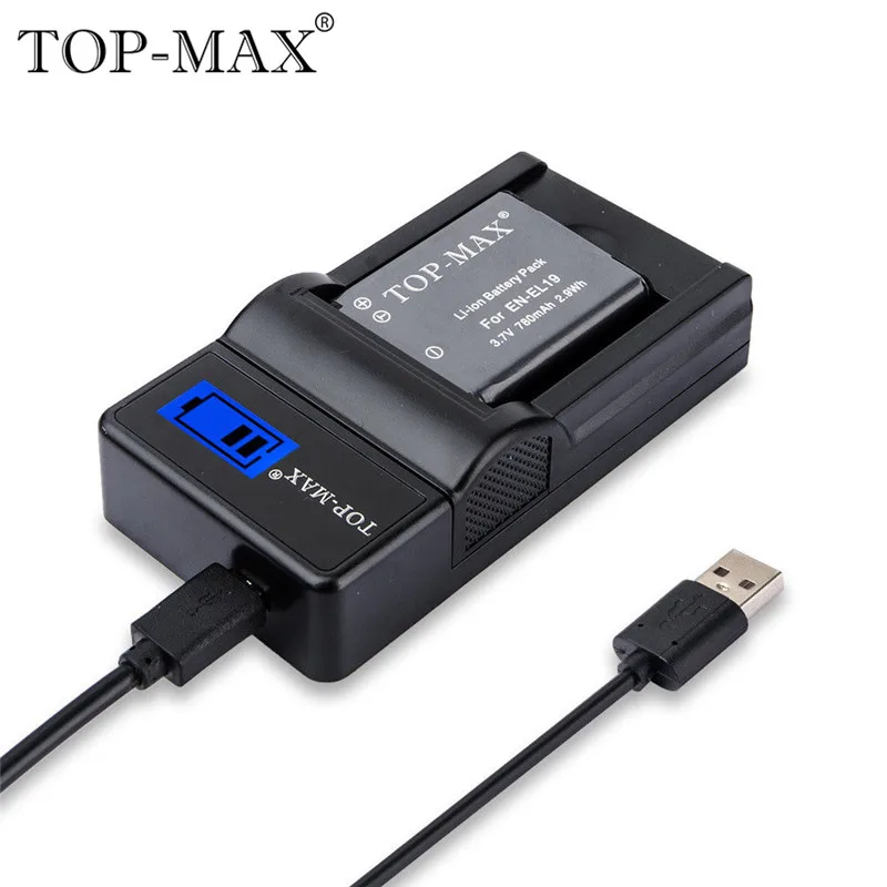 

TOP-MAX EN-EL19 Digital Camera USB Battery Charger With Micro USB Cable For Nikon Coolpix S100 S2500 S2550 S2600 S2700 S5200