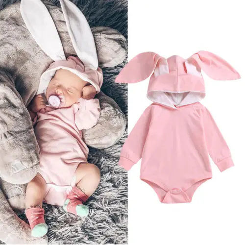 

Baby Boys Girls Rompers Long Sleeve Bunny Hoodies Top Jumpsuit Clothes Newborn One Piece Outfits